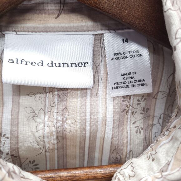 Alfred Dunner Blouse Womens 14 Button-Up Striped Floral Embroidered Western Boho - Picture 4 of 7